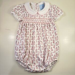Bella Bliss Smocked Pima Bubble Pink Bunnies 24M